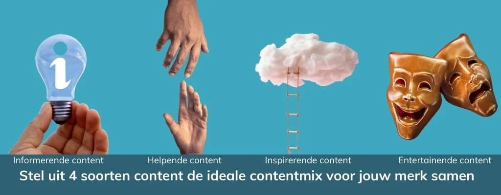 ideale contentmix voor je merk bestaat uit 4 soorten content