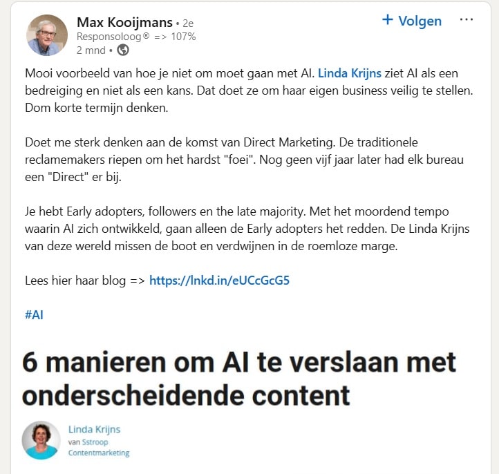 voorbeeld van kritiek op content