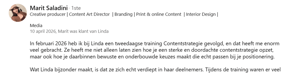 aanbeveling training contentstrategie
